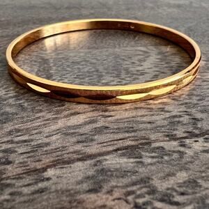 Vintage Monet Gold Tone Textured Bangle Bracelet